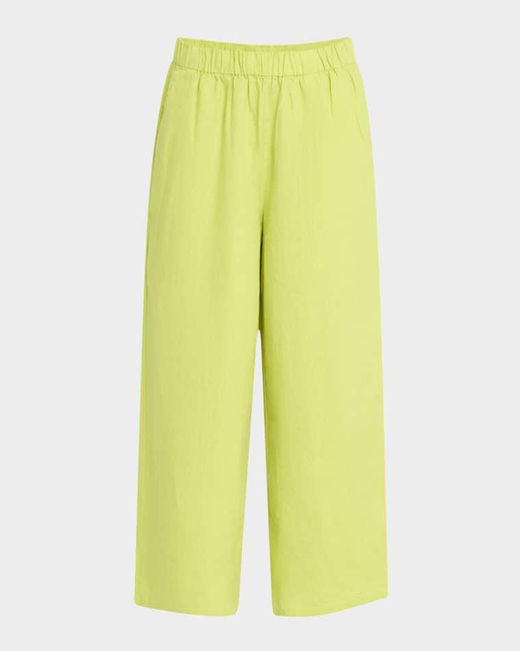 Cropped Wide-Leg Organic Linen Pants by EILEEN FISHER