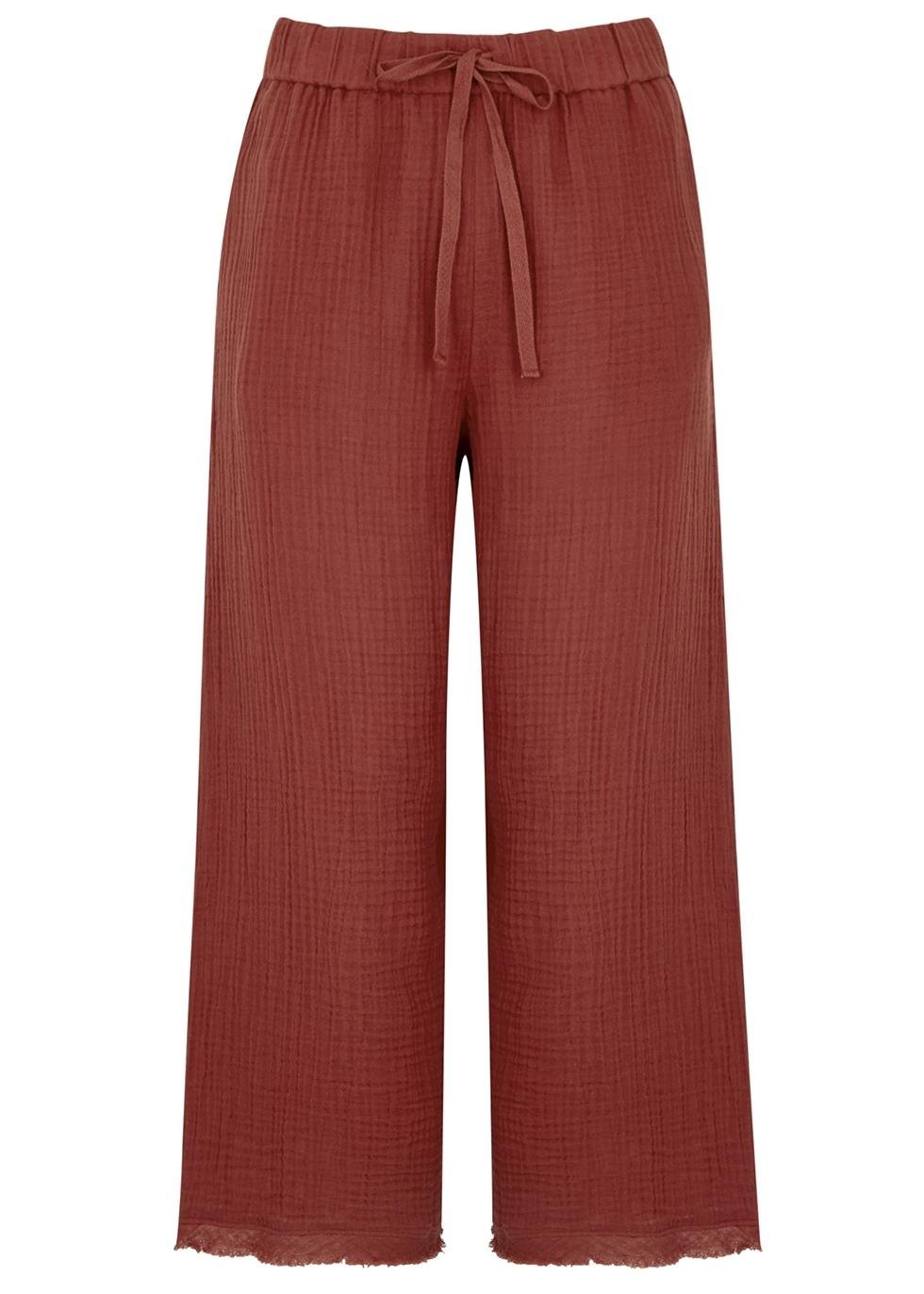 Cropped cotton-gauze trousers by EILEEN FISHER