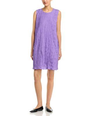 Crushed Silk Round Neck Dress by EILEEN FISHER