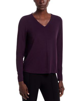 Fine Stretch Jersey Knit V Neck Top by EILEEN FISHER