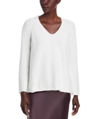 Fringed Cotton V Neck Sweater by EILEEN FISHER