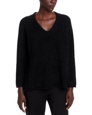 Fringed Cotton V Neck Sweater by EILEEN FISHER Fringed Cotton V Neck Sweater by EILEEN FISHER
