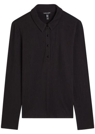 Henley textured cotton-blend polo shirt by EILEEN FISHER