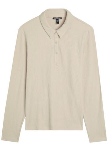 Henley textured cotton-blend polo shirt by EILEEN FISHER