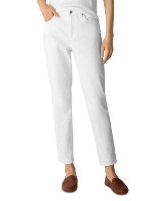 High Waist Slim Ankle Jeans in White by EILEEN FISHER