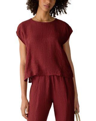 Jewel Neck Linen Top by EILEEN FISHER