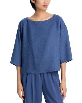 Linen Boat Neck Top by EILEEN FISHER