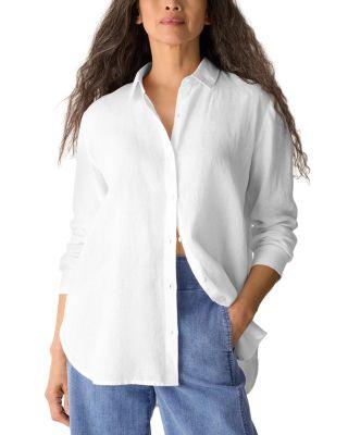 Linen Classic Collar Long Shirt by EILEEN FISHER