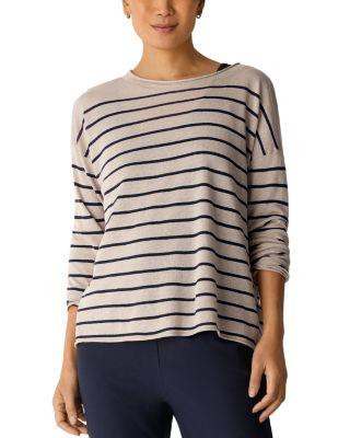 Linen Cotton Jewel Neck Sweater by EILEEN FISHER