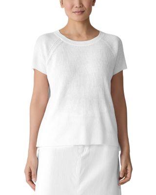 Linen Cotton Raglan Short Sleeve Sweater by EILEEN FISHER