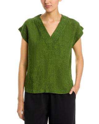 Linen V-Neck Top by EILEEN FISHER