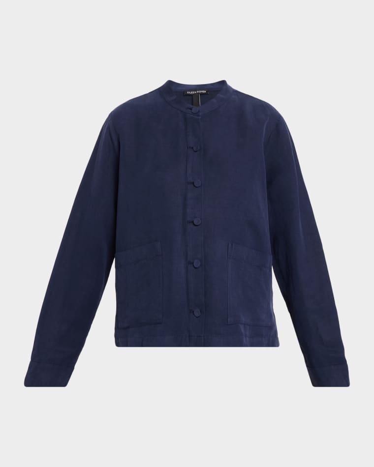 Mandarin Collar Button-Down Blouse by EILEEN FISHER