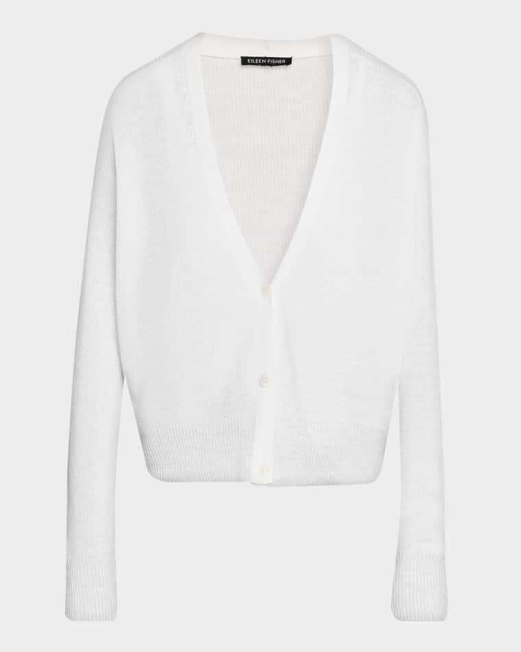 Organic Linen-Cotton Knit Cardigan by EILEEN FISHER