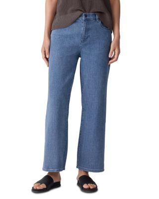 High Rise Ankle Straight Leg Jeans in Classic Indigo by EILEEN FISHER PETITES