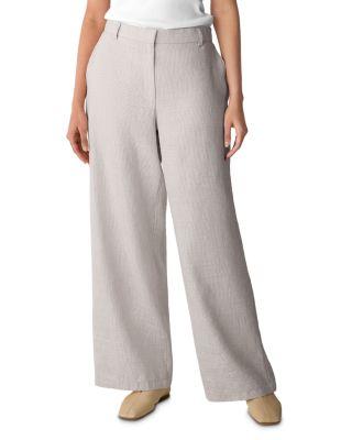 High Waisted Linen Blend Wide Leg Trousers by EILEEN FISHER PETITES