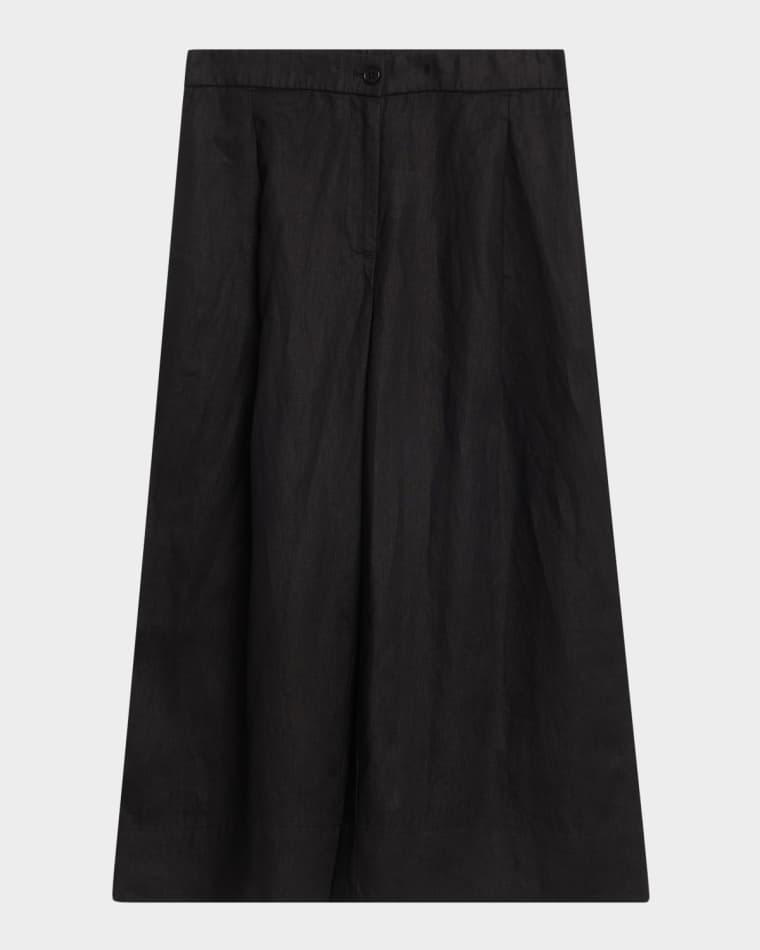Pleated Organic Linen Culotte Pants by EILEEN FISHER