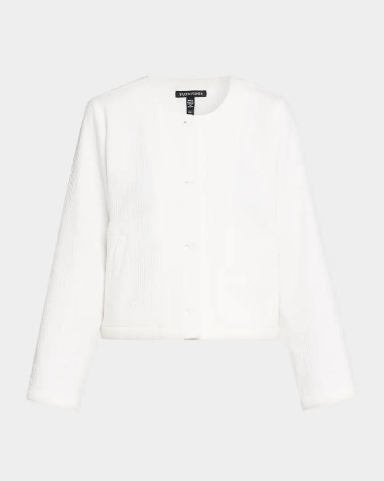 Quilted Organic Cotton Jacquard Jacket by EILEEN FISHER