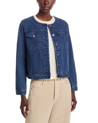 Round Neck Jean Jacket by EILEEN FISHER