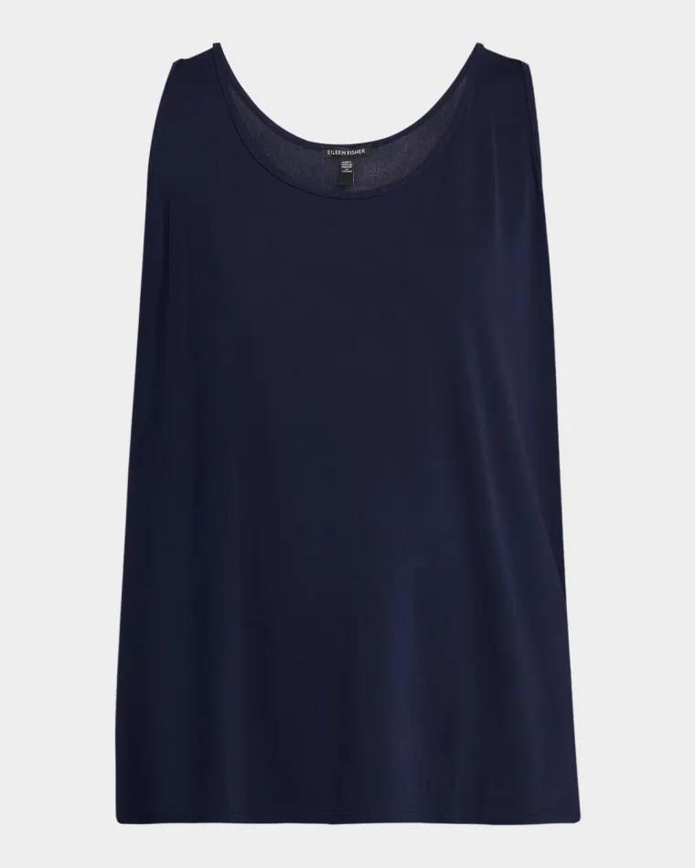 Scoop-Neck Silk Jersey Tank Top by EILEEN FISHER