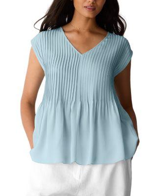 Silk Crepe De Chine V Neck Top by EILEEN FISHER