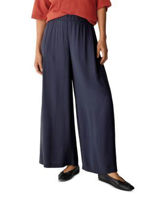 Silk Georgette Crepe Wide Ankle Pants by EILEEN FISHER