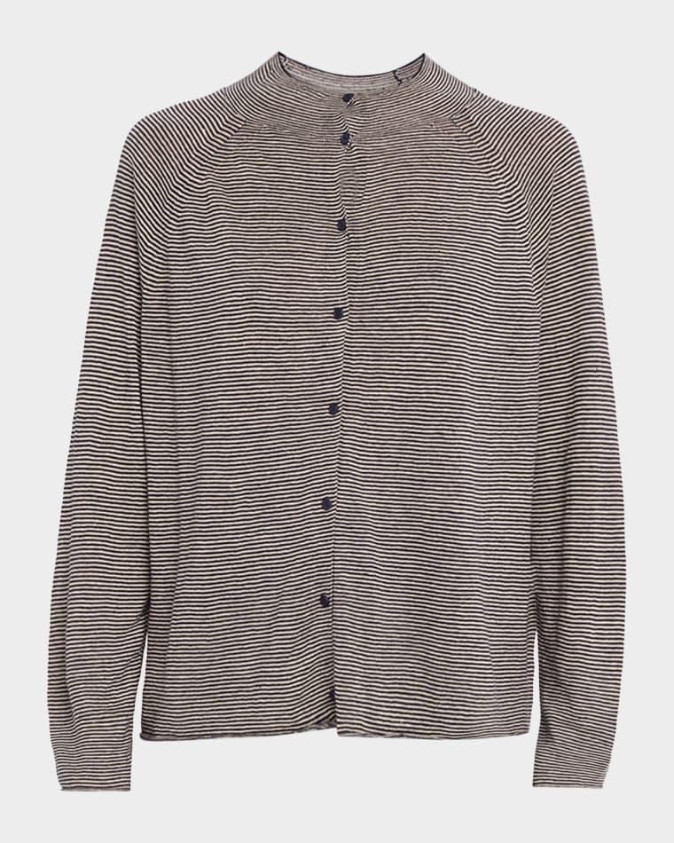 Striped Organic Linen-Cotton Cardigan by EILEEN FISHER