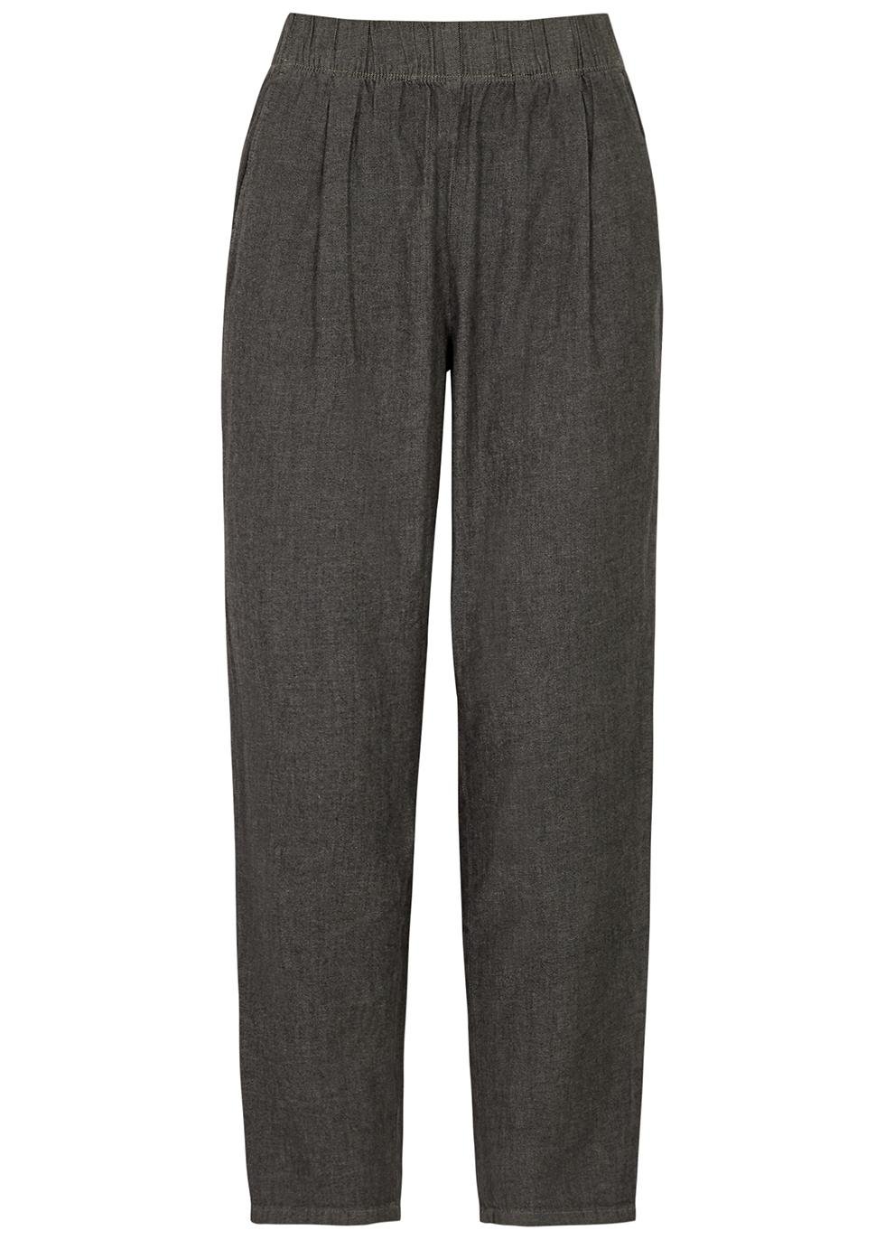 Tapered cotton-twill trousers by EILEEN FISHER