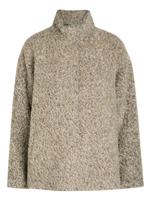 funnel-neck bouclé-texture jacket by EILEEN FISHER
