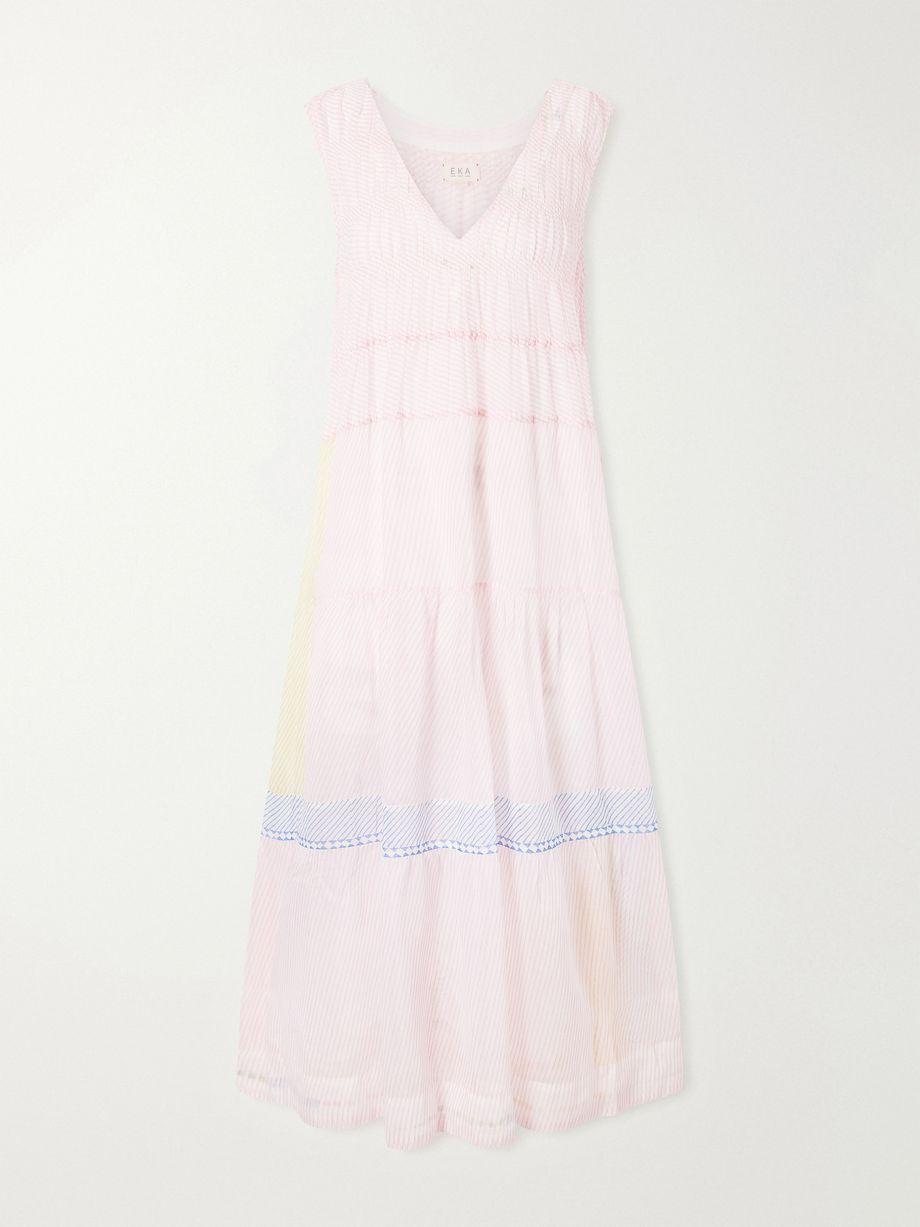 Ember tie-detailed striped cotton silk dress by EKA