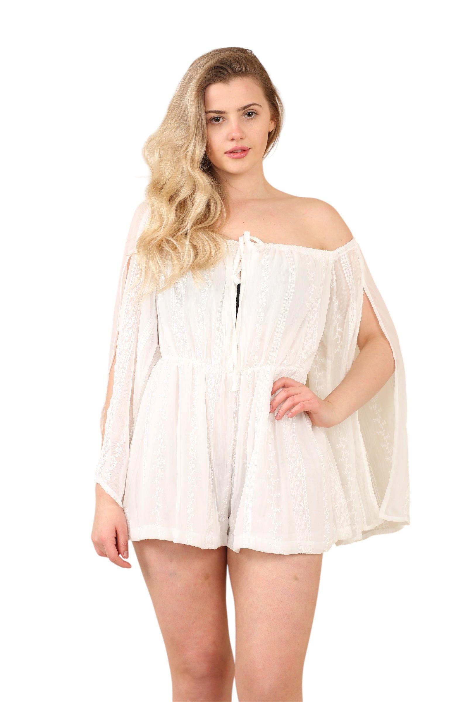 Boho Chic White Playsuit by ELAINA FASHION