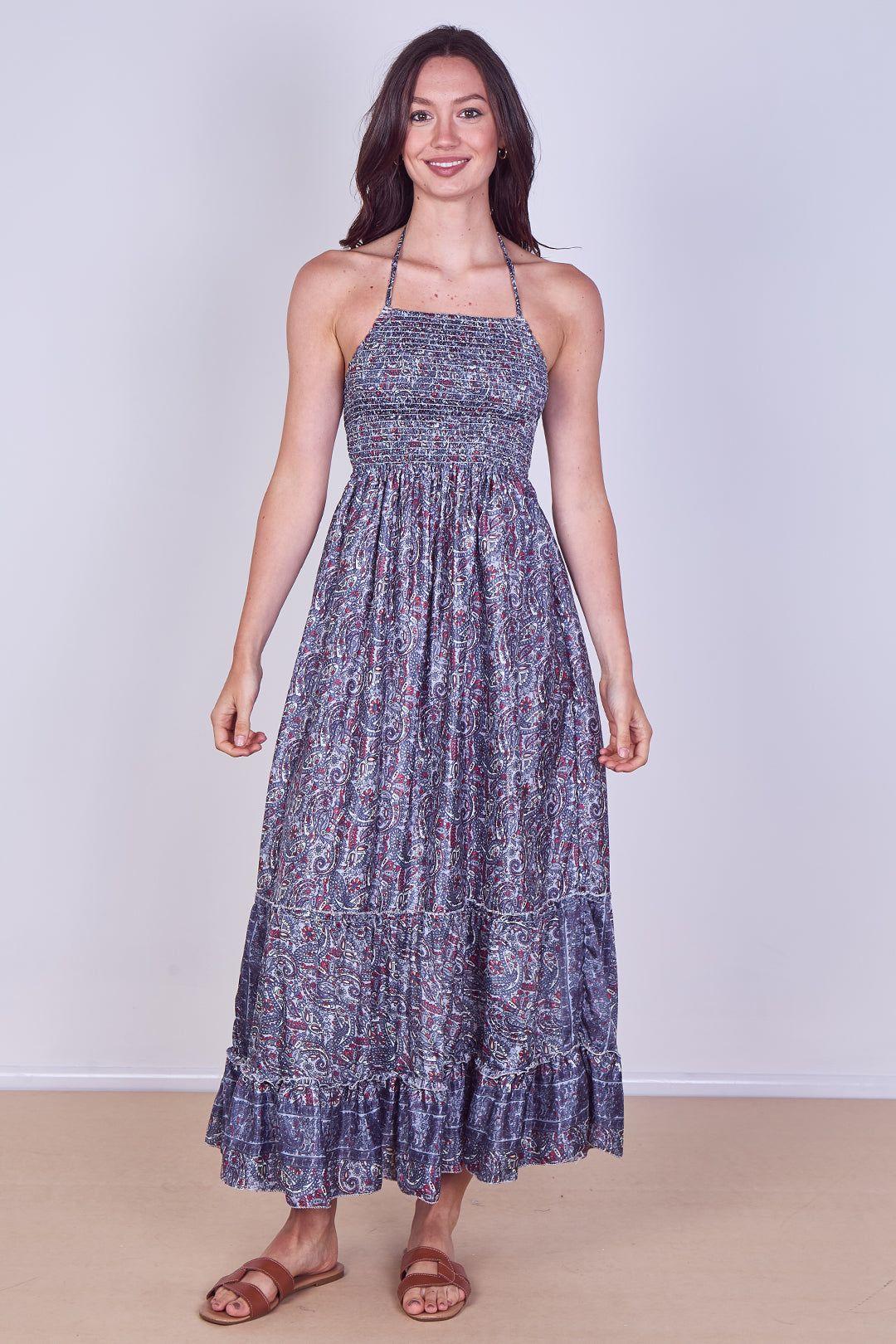 Boho Paisley Halterneck Maxi Dress by ELAINA FASHION