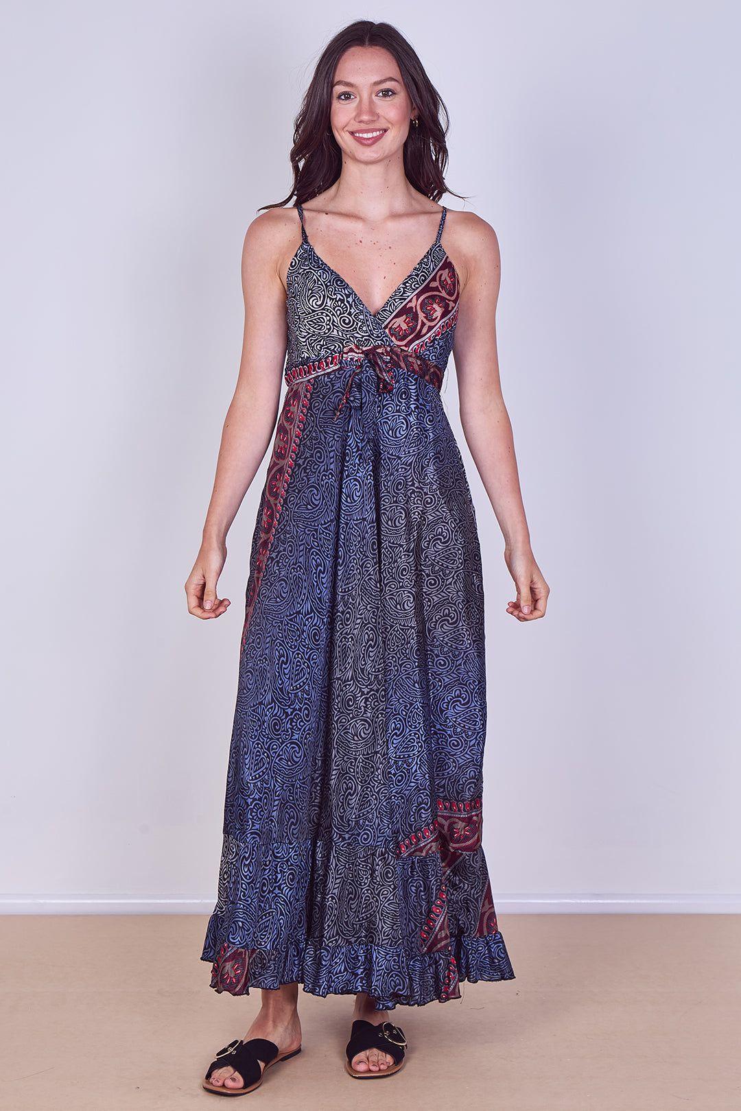 Boho Paisley Tie-Front Maxi Dress by ELAINA FASHION