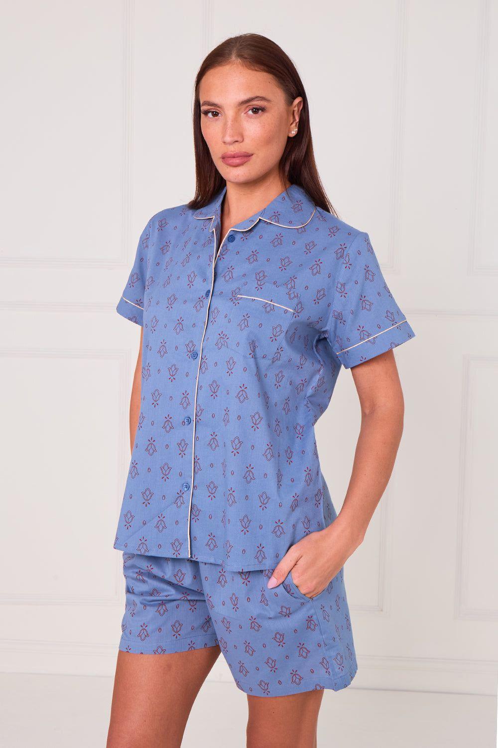 Cotton Printed Blue Shorts PJ Set by ELAINA FASHION