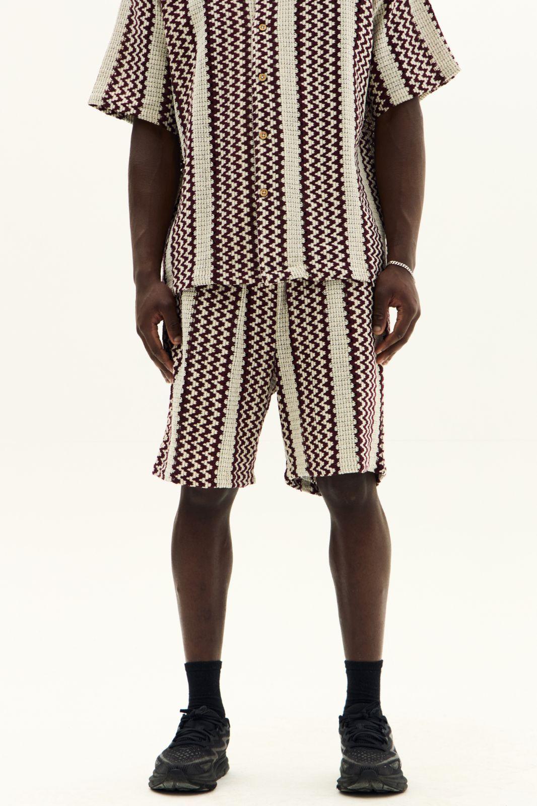 Crochet Texture Matching Shirt & Shorts Set by ELAINA FASHION