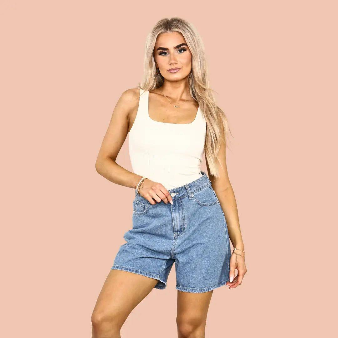 Denim Jeans Shorts Premium Cotton by ELAINA FASHION