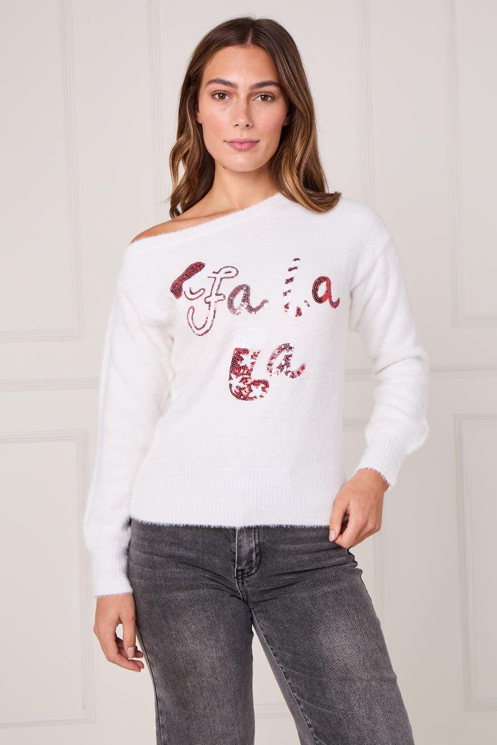 Fa La La Sequin Jumper – White by ELAINA FASHION