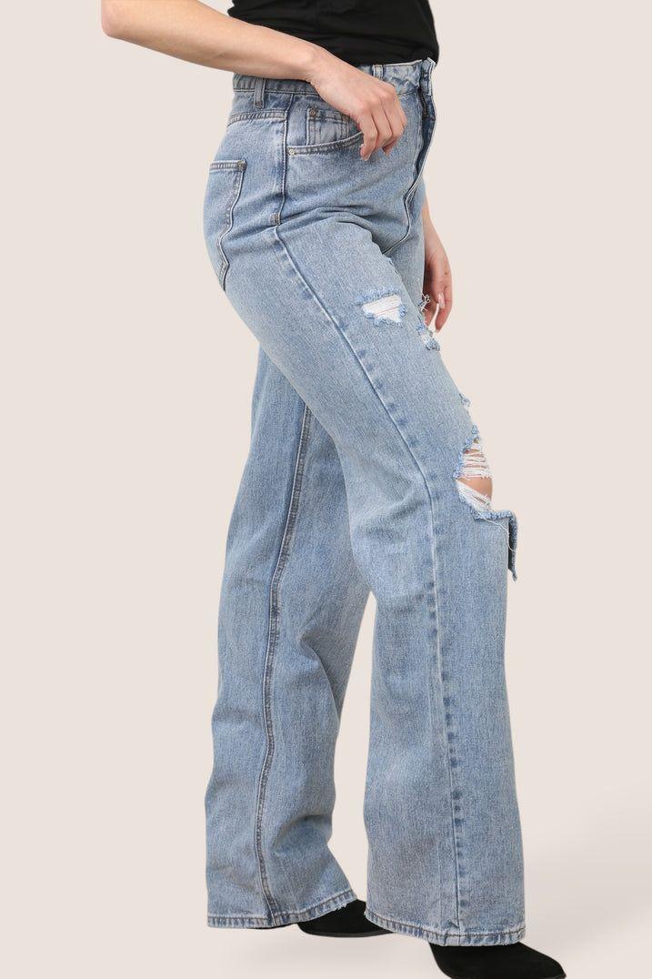 High Rise Distressed Boyfriend Jeans by ELAINA FASHION