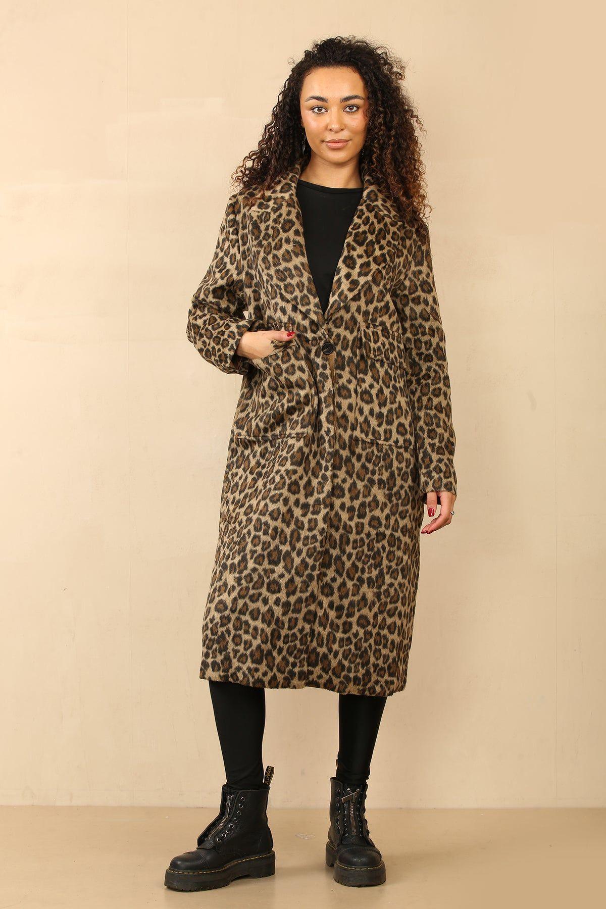 Leopard Print Longline Coat Oversized - Bold Streetwear Style by ELAINA FASHION