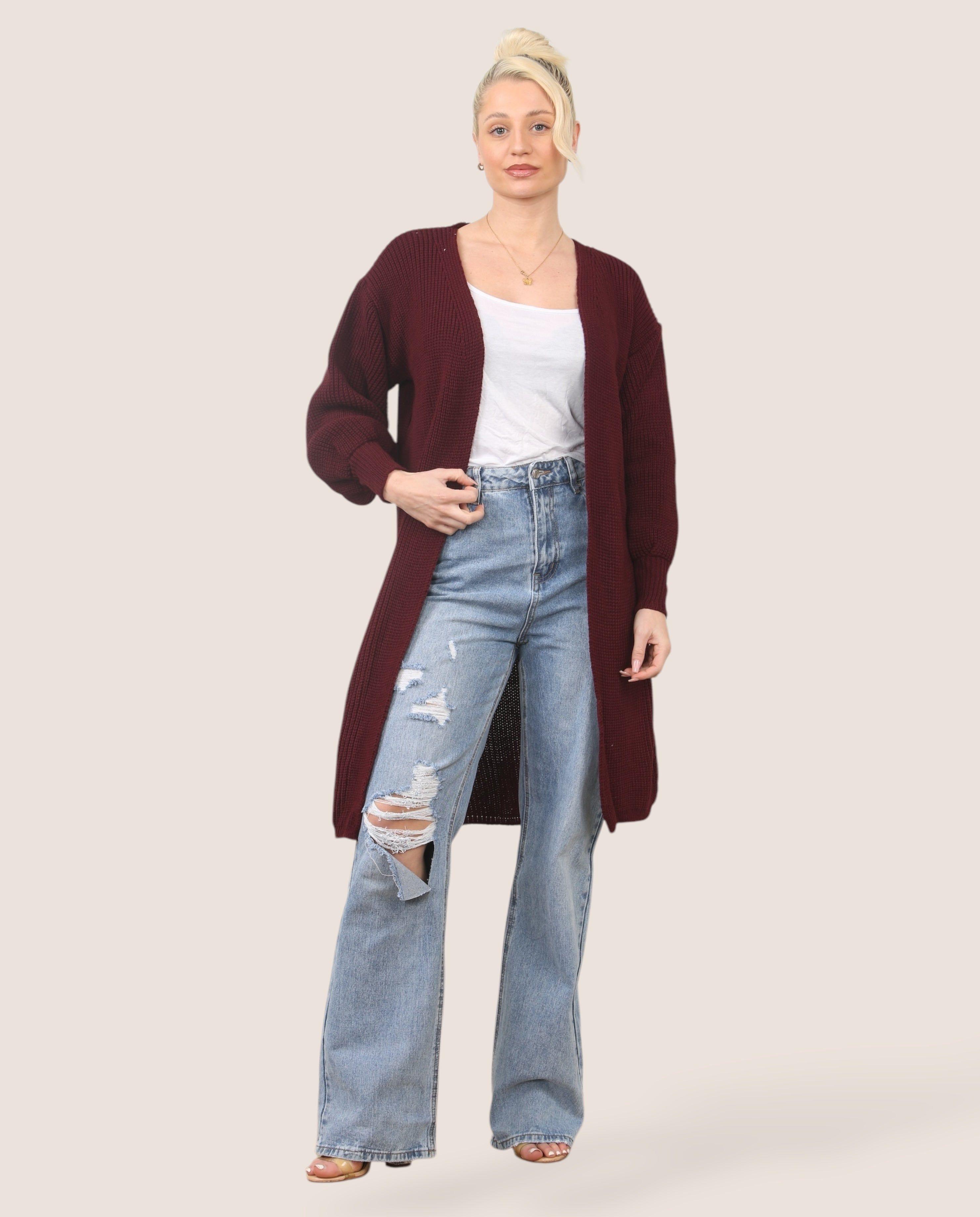 Longline Knit Cardigan Open Front by ELAINA FASHION
