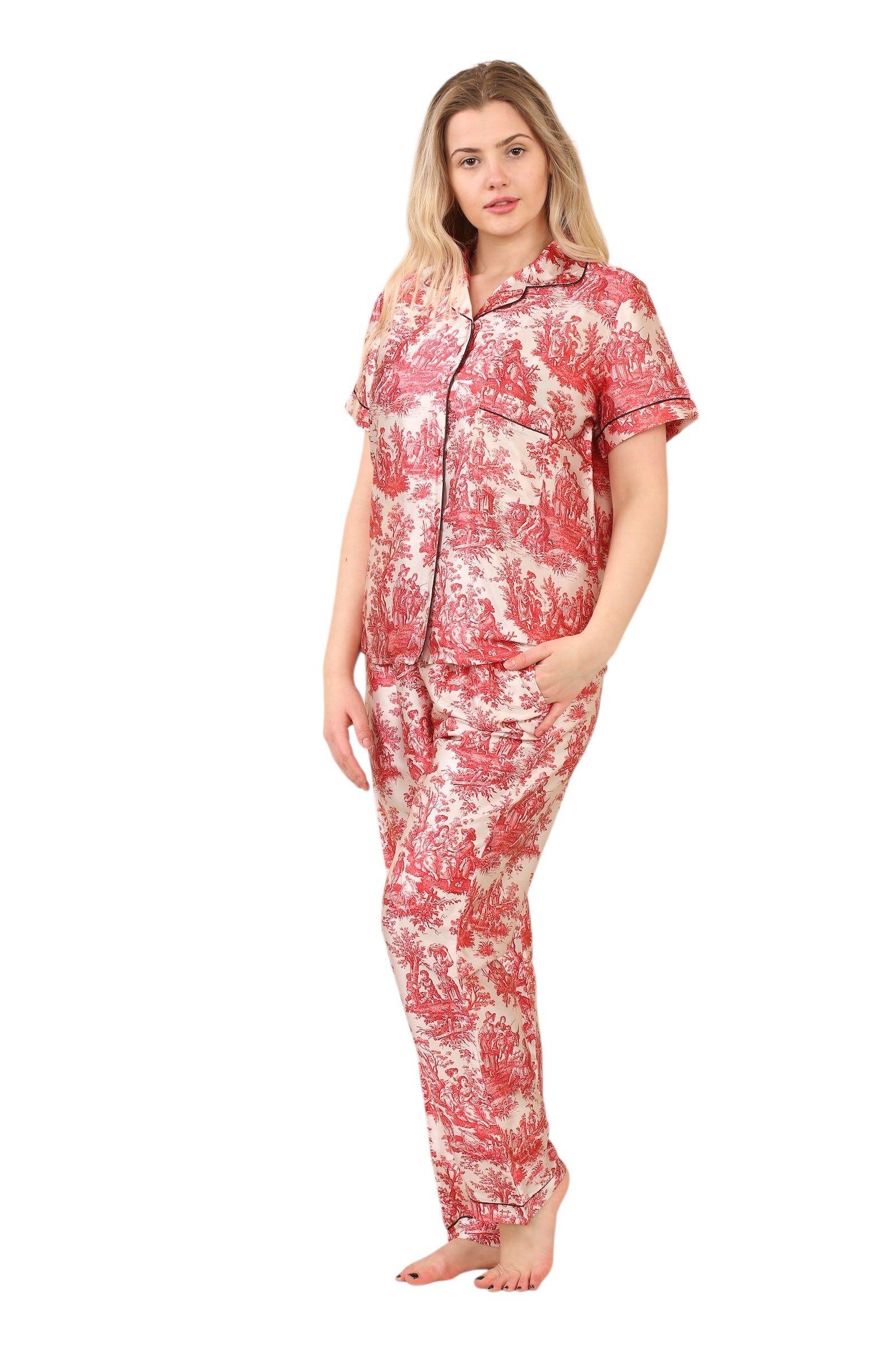 Luxury Satin Toile Print Pj Set by ELAINA FASHION