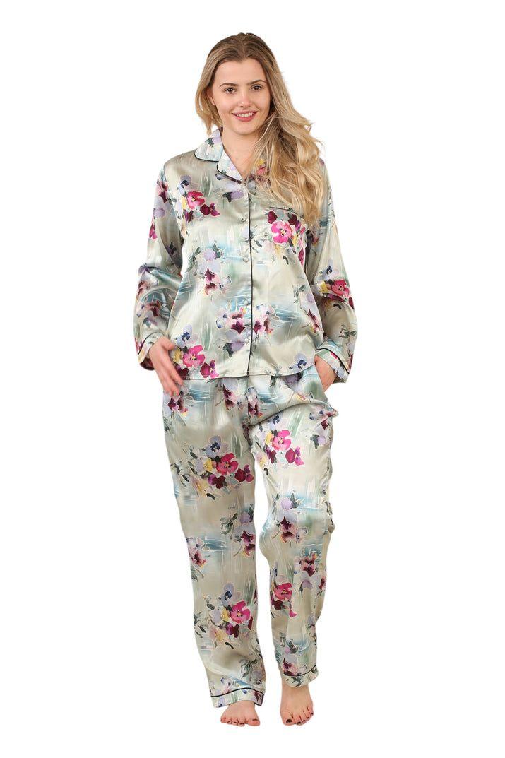 Luxury Satin Watercolour Floral Pyjama Set by ELAINA FASHION