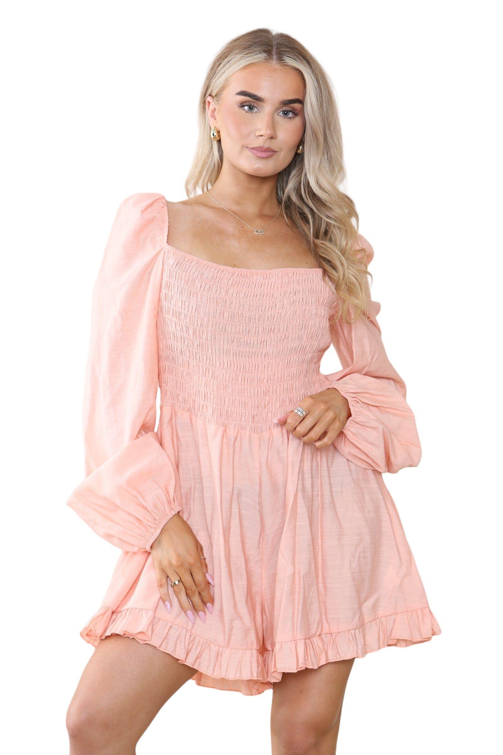 Orange Square Neck Mini Swing Jumpsuit Playsuit by ELAINA FASHION
