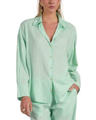 Collared Button Down Shirt Swim Cover-Up by ELAN