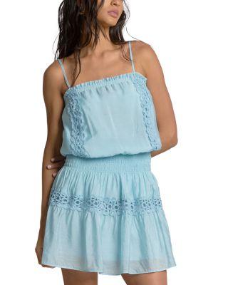 Embroidered Smocked Waist Swim Cover Up Dress by ELAN