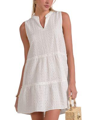 Eyelet Sleeveless Mini Dress by ELAN