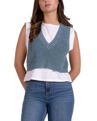 Layered Sleeveless Sweater by ELAN