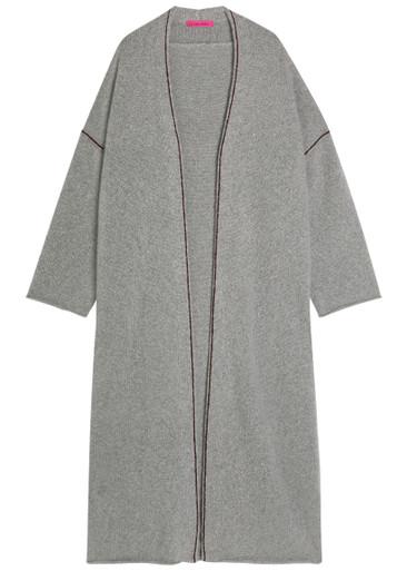 Glacier ribbed striped-trim cashmere robe by ELDER STATESMAN