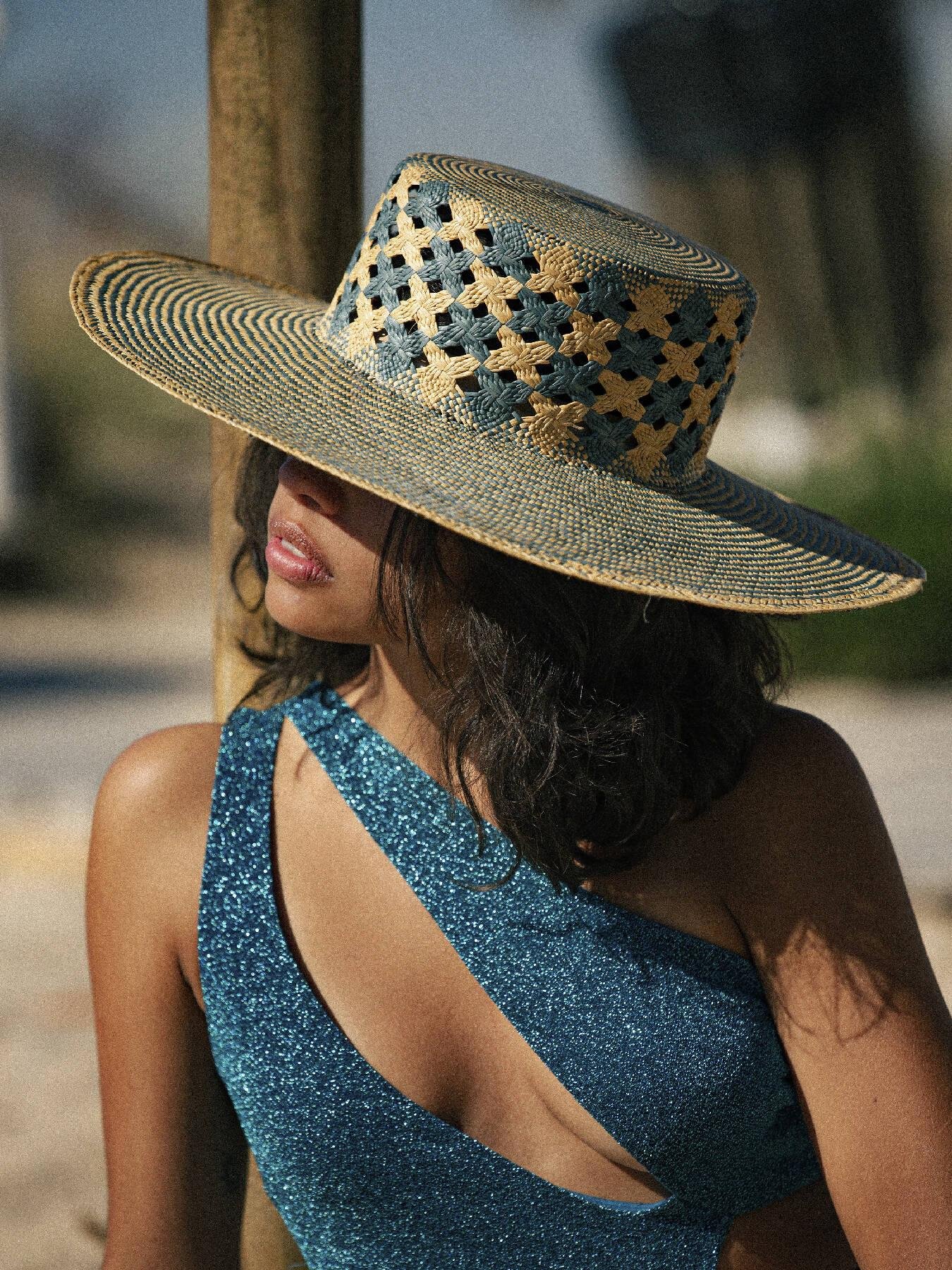 Mar Azul - Limited Edition Wide Brim Panama Hat by ELEGANCIA TROPICAL HATS