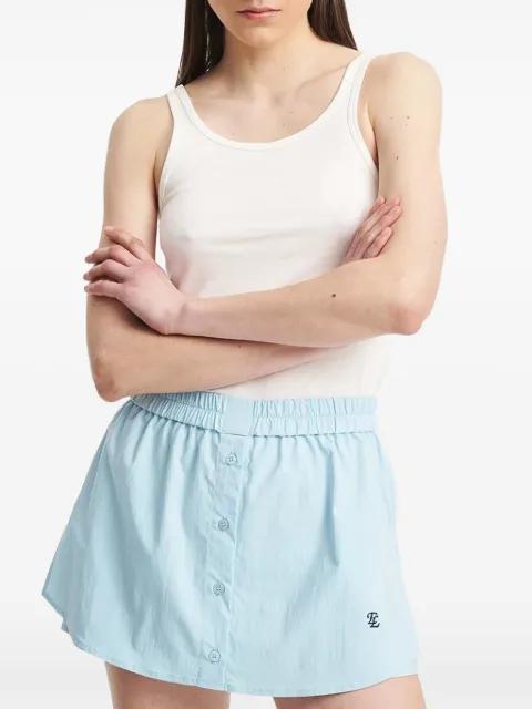 button-front logo-embroidered shorts by ELEH