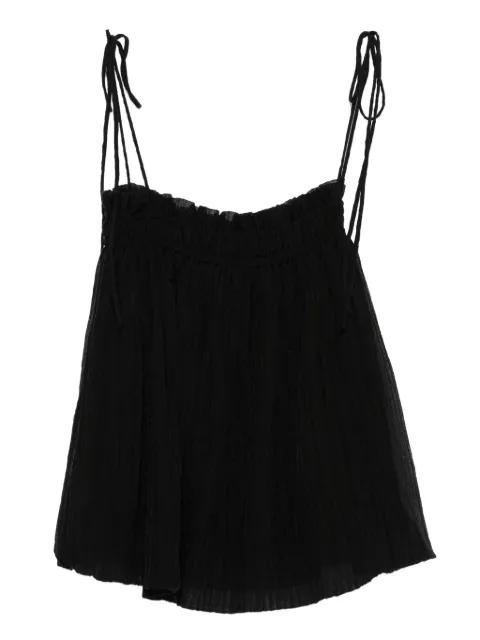 pleated tie-shoulder straps top by ELEH